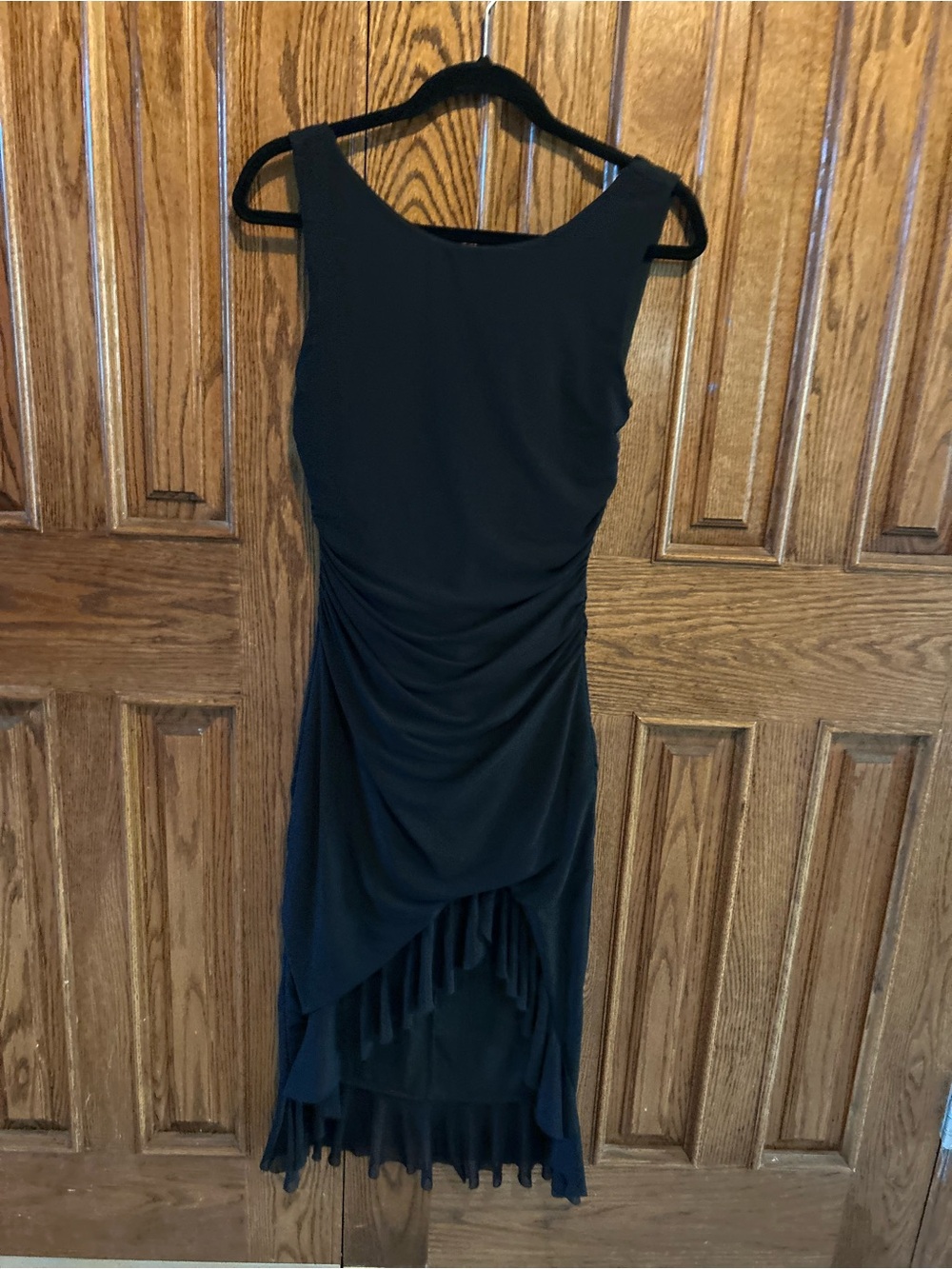 Hello Molly Black Sleeveless High-Low Draped Dress